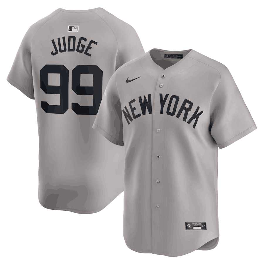 Men's New York Yankees #99 Aaron Judge Gray 2024 Away Limited Cool Base Stitched Baseball Jersey Dzhi,We sell and wholesale Men's New York Yankees #99 Aaron Judge Gray 2024 Away Limited Cool Base Stitched Baseball Jersey Dzhi on line form chian!